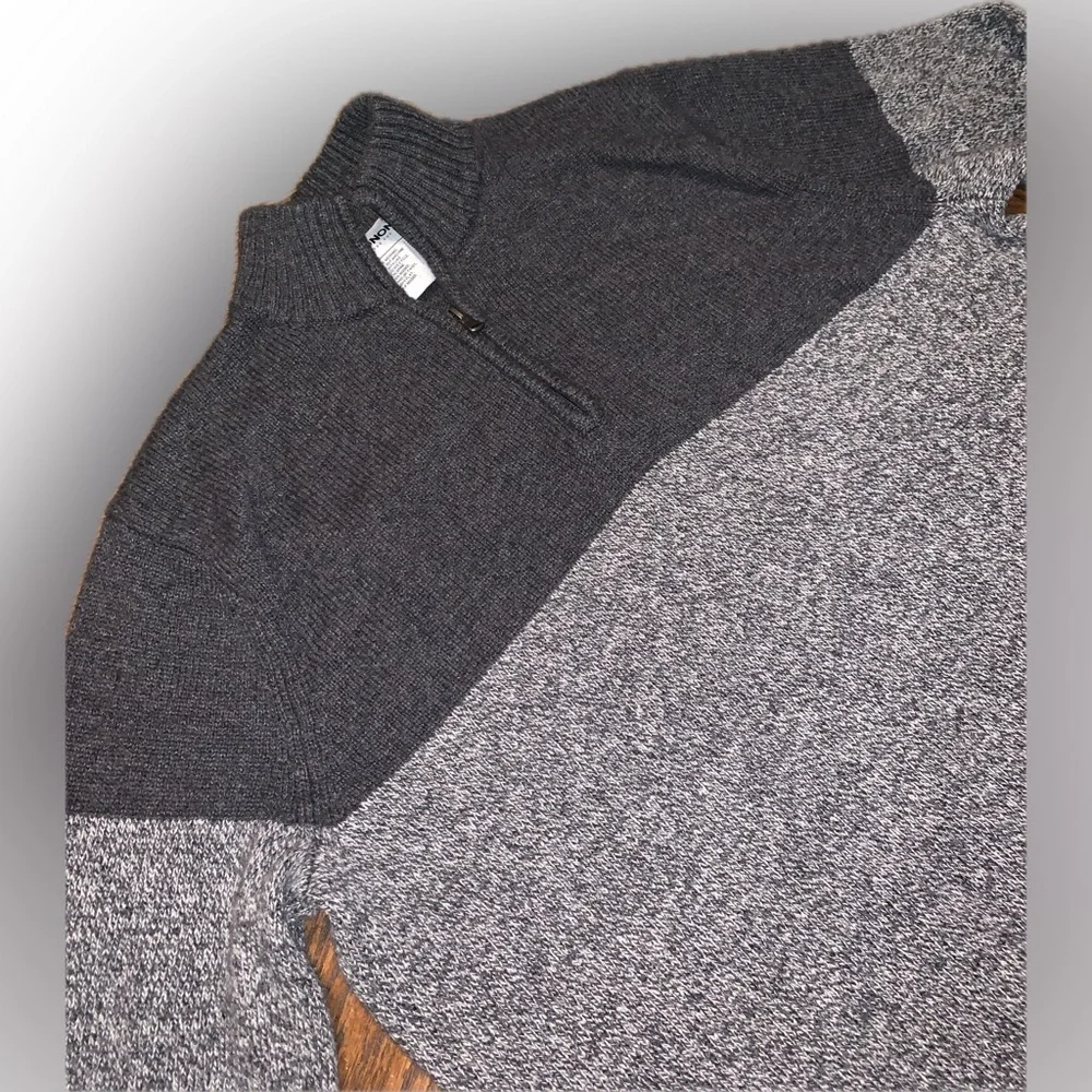 Sonoma Two Tone Heather Marled Gray Quarter-Zip Knit Sweater Pullover Shirt XL